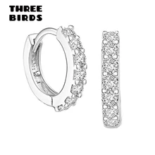 Крошечные трендовые серебряные 925 Круглые круглые серьги-кольца с кристаллами, циркониевые серьги для женщин, маленькие ювелирные кольца orecchini cerchio