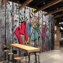 Ретро ностальгическая музыкальная тема граффити настенная живопись на заказ бар, ktv, ресторан настенная бумага рок студия декоративная роспись стен 3D