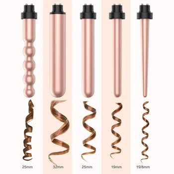 

Hair Curling Iron 5-in-1 Professional Hair Curler Roller Bar Hair Waver Crimper Curling Wand Styling Tools Hair Crimping Iron