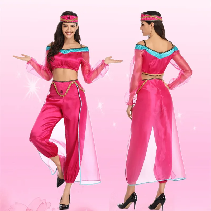 

New Style Adult Halloween COS Performance-Aladdin Jasmine Princess Dance Costume Belly Dance