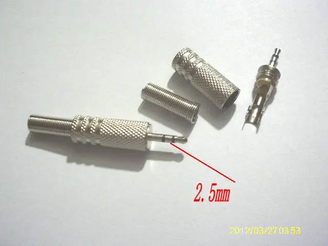 50pcs METAL Stereo Male 2 5mm Jack Plug Audio headphone adapter connector New