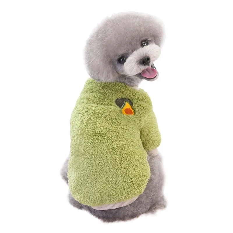 

Pet Autumn Winter Warm Cute Velvet Sweatshirt Small Medium Dog Cat Fruits Print Solid Color Jacket