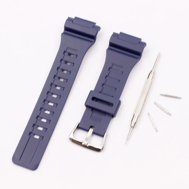 Dark blue Аксессуары для часов с пряжкой, мужской резиновый ремешок 18 мм для Casio, ремешок из смолы, AQ-S810W, AQS810WC, женский спортивный силиконовый ремешок - Цвет ремешка: Dark blue
