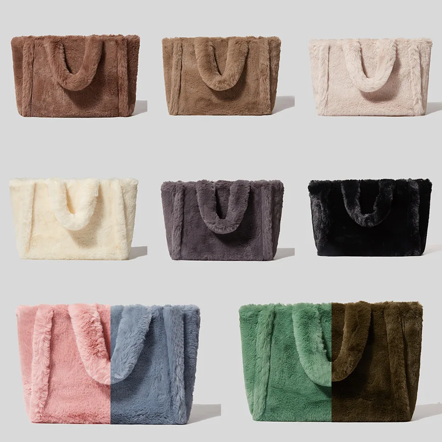 Grand sac fourre-tout en fausse fourrure pour femme, sacs à main de luxe, sacs à main de créateur pour femme, sac shopper moelleux et doux, sac d'hiver chaud, mode 2022