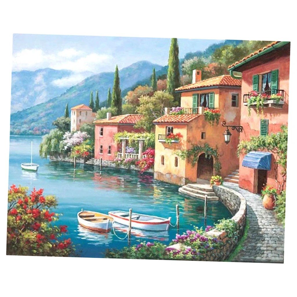 DIY Painting by Numbers for Adults, Paint by Number Kit On Canvas for Beginners, New Painters, Gift Package (Silent Harbor)