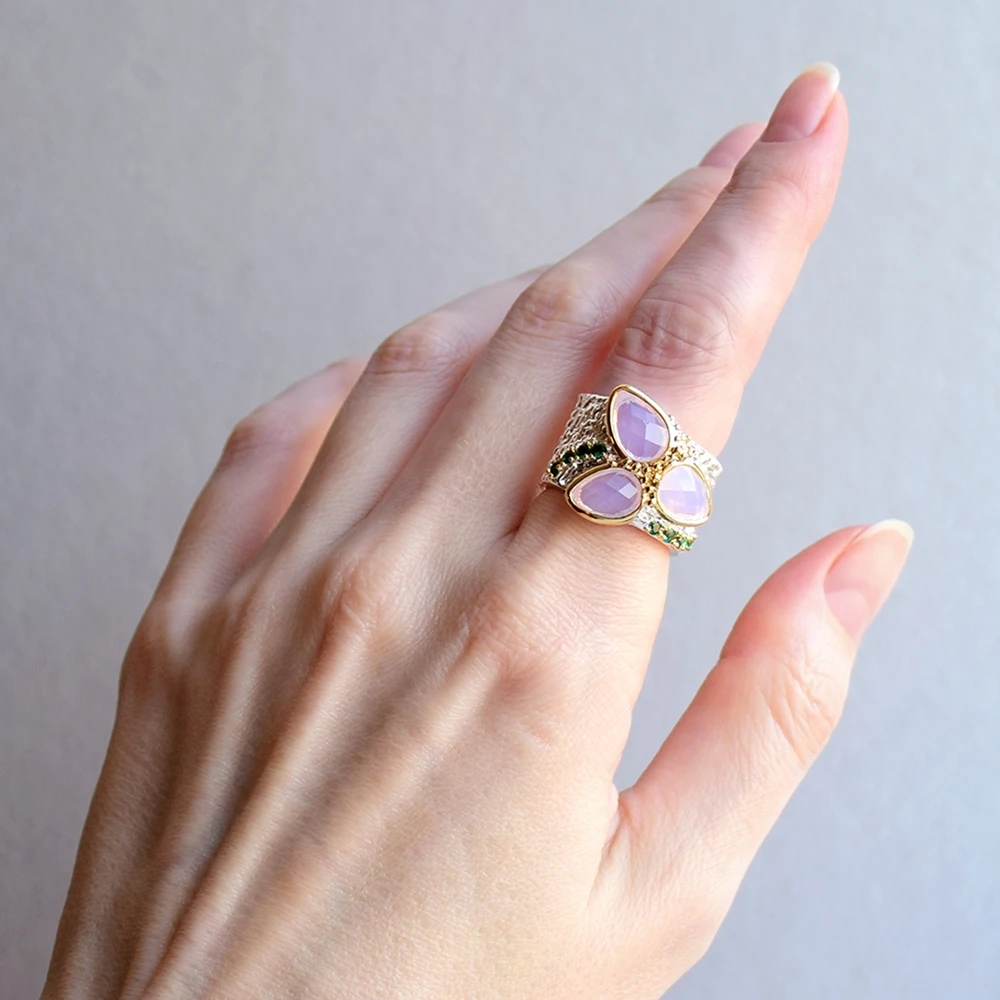 Koop Dreamcarnival 1989 Top Selling Tri Zirkoon Ring Zilver   Goud Kleur Met Roze Zirconia Ruw Oppervlak Unieke Chic Sieraden WA11736