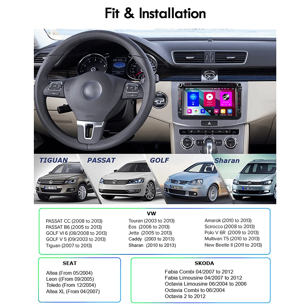 Flash Deal A-Sure 2 Din 8 Core  Android 8.0 Radio GPS DVD Navigation For Volkswagen VW GOLF MK5 MK6 PASSAT B6 TOURAN Polo Tiguan SEAT SKODA 3