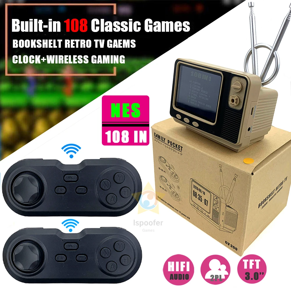 3'' Pocket Retro Bookshelf Portable Handheld Game Players Family AV TV Output Built in 108 Classic Games Video Console |