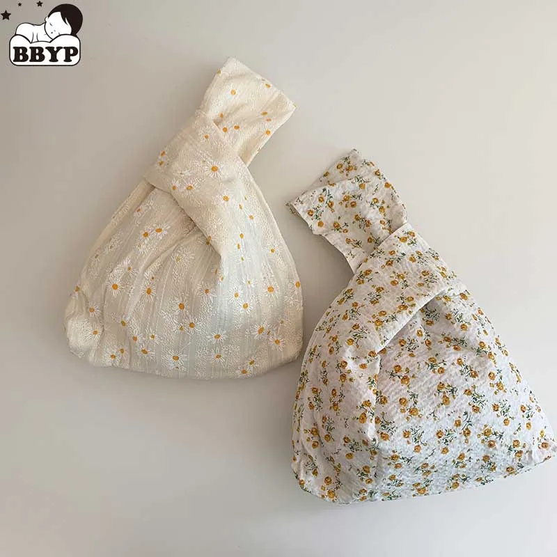 사랑스러운 꽃 도시락 가방 쇼핑 가방 여성 베이지 코튼 토트 백 기저귀 가방 숙..