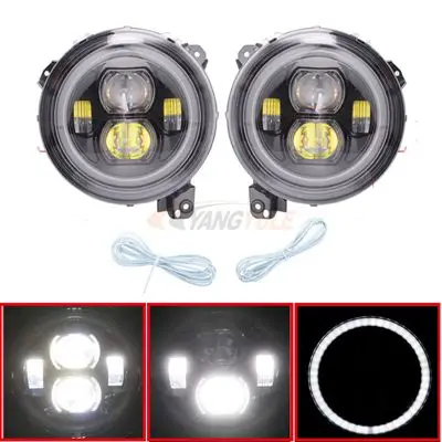 ligth 1 пара 9 дюймов светодиодный фары проекционный комплект фар для Jeep Wrangler JL - Цвет: ligth
