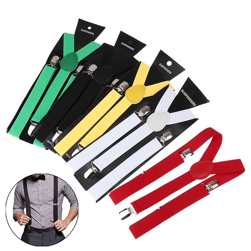 Adjustable Elasticated Adult Suspender Straps Unisex Women Men Y Shape Elastic Clip-on Suspenders Pants Braces