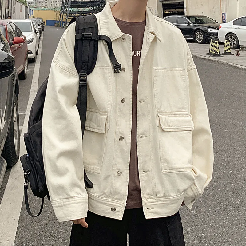 Осенняя куртка Мужская модная однотонная Повседневная куртка с карманами Мужская Уличная Хип-хоп Свободная куртка-бомбер