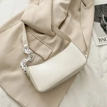 

female baguette bags For Women 2020 fashion PU leather Handbag Large capacity tote bag luxury solid Shoulder Messenger chain Ba