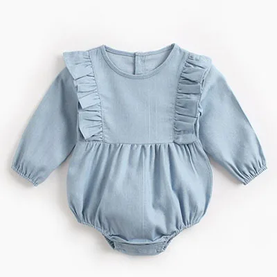 BRW9101 blue Новинка, детские комбинезоны, боди для малышей, комбинезон в клетку с длинными рукавами, осенне-зимняя одежда для маленьких девочек, комбинезон - Цвет: BRW9101 blue