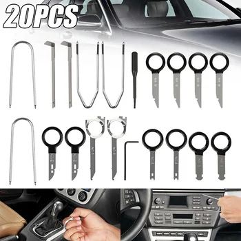 

Hot 20pcs/Set Professional Car Audio Radio Stereo Unit Removal Key Tool Kit with Storage Bag For Mercedes Benz For Peugeot For B