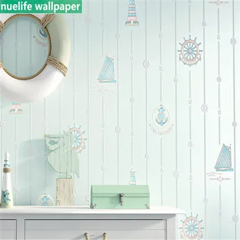

Cartoon nautical ship pattern non-woven wallpaper living room bedroom boy girl kids room kindergarten TV background wall paper