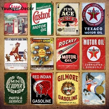 Gilmore бензиновый Декор Esso Castrol Texaco Rocket Motor Oil винтажный металлический постер для паба бара гаража табличка Ретро жестяная вывеска YI-089