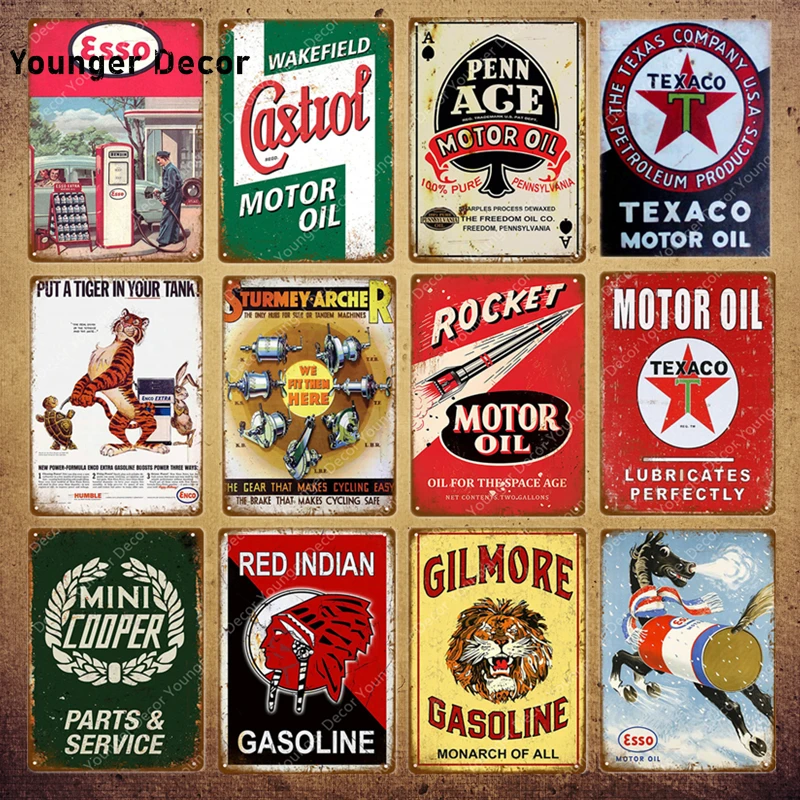 Бензиновый Декор Gilmore Esso Castrol Texaco Rocket масло искусственное паб бар гараж табличка