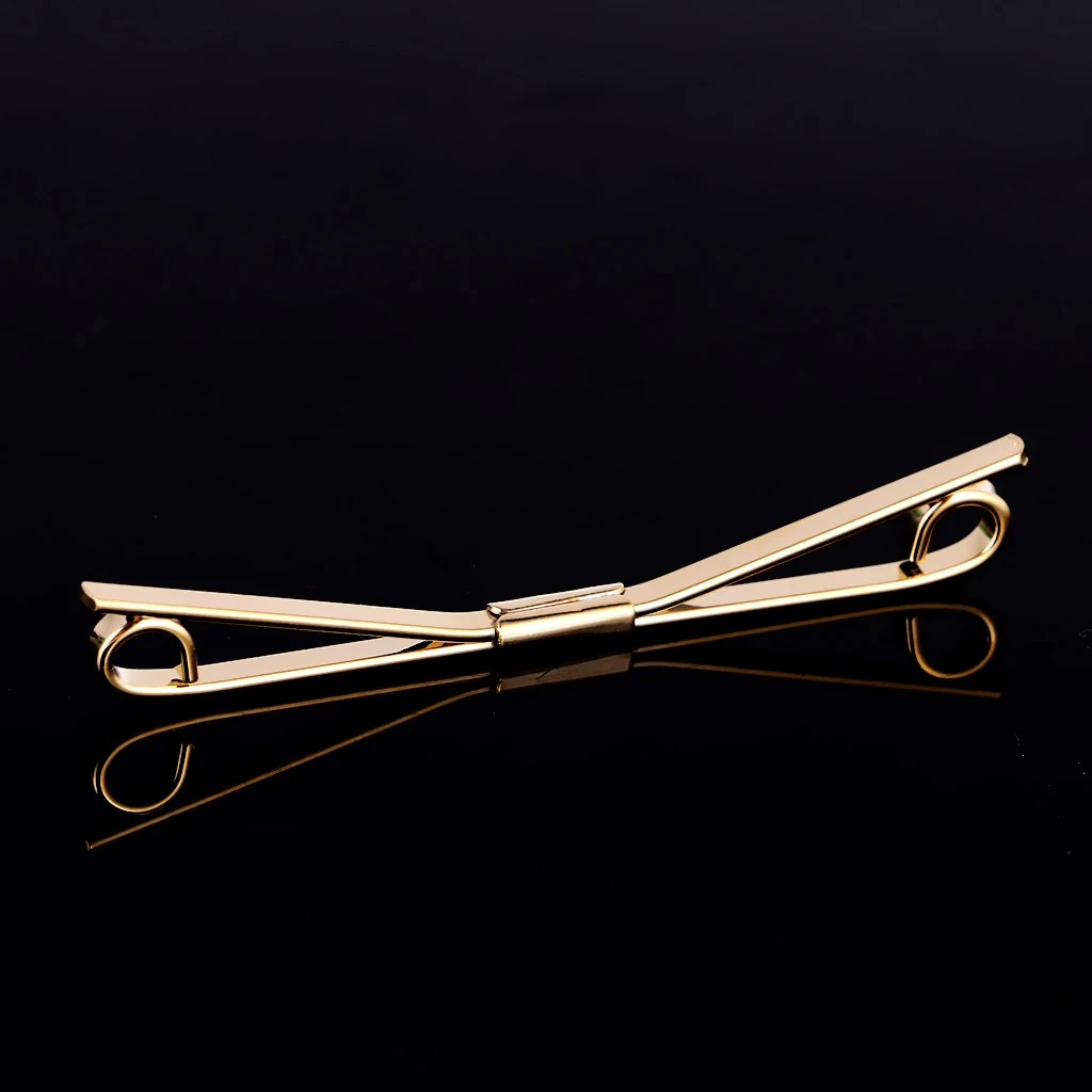 2Pcs Mens Gold Necktie Tie Clip Bar Clasp Cravat Pin Skinny Brooch Collar