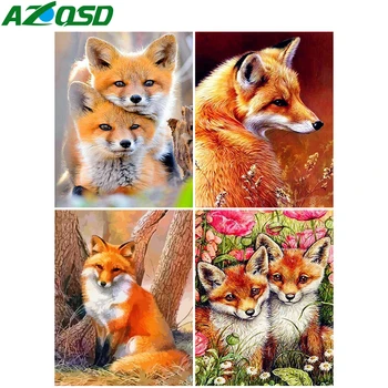 

AZQSD DIY Oil Painting By Numbers Animal On Canvas Abstract Art Unique Gift Coloring By Numbers Fox Unframe Home Decoration