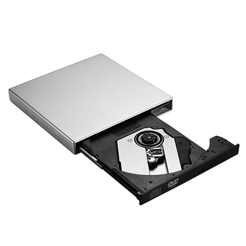 Silver Внешний Dvd привод Оптический привод Usb 2,0 Cd Rom плеер Cd-Rw записывающее устройство Портативный для ноутбука Windows Pc - Цвет: Silver