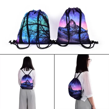 

1pc multicolor fashion Backpack good quality rucksack women mochilas women backpack 3D Printing Drawstring Bags