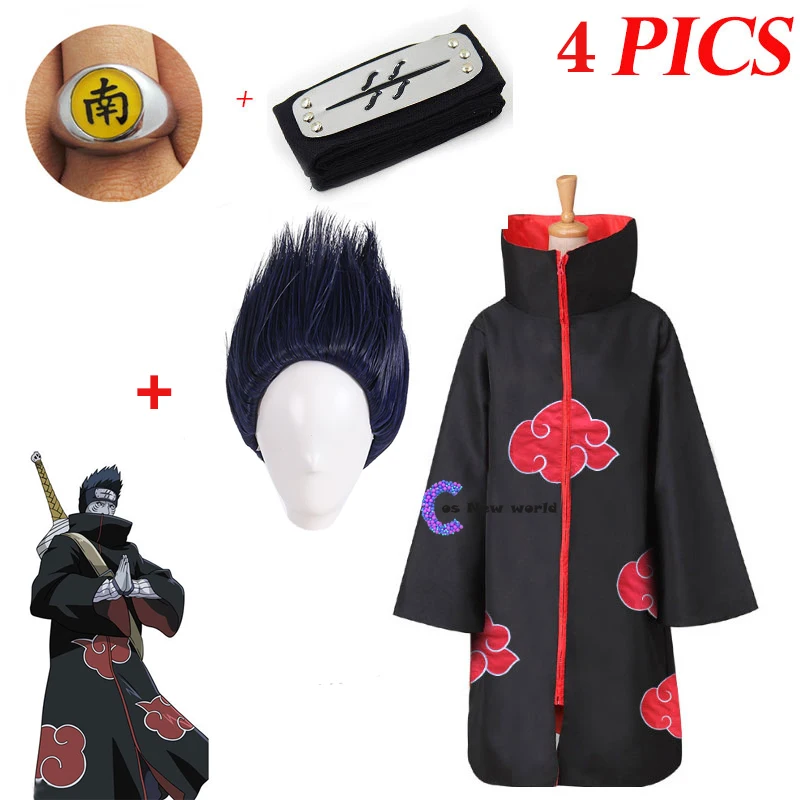 2021 Новая мода аниме Hoshigaki-Kisame Косплей черный плащ костюмы для взрослых комиксы