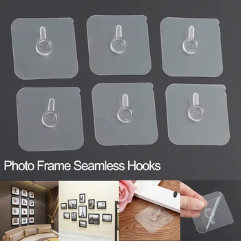 

2/4Pcs Photo Frame Painting Picture Poster Clock No Drill Seamless Strong Self Adhesive Hook Holder Wall Hanger Hanging Kits