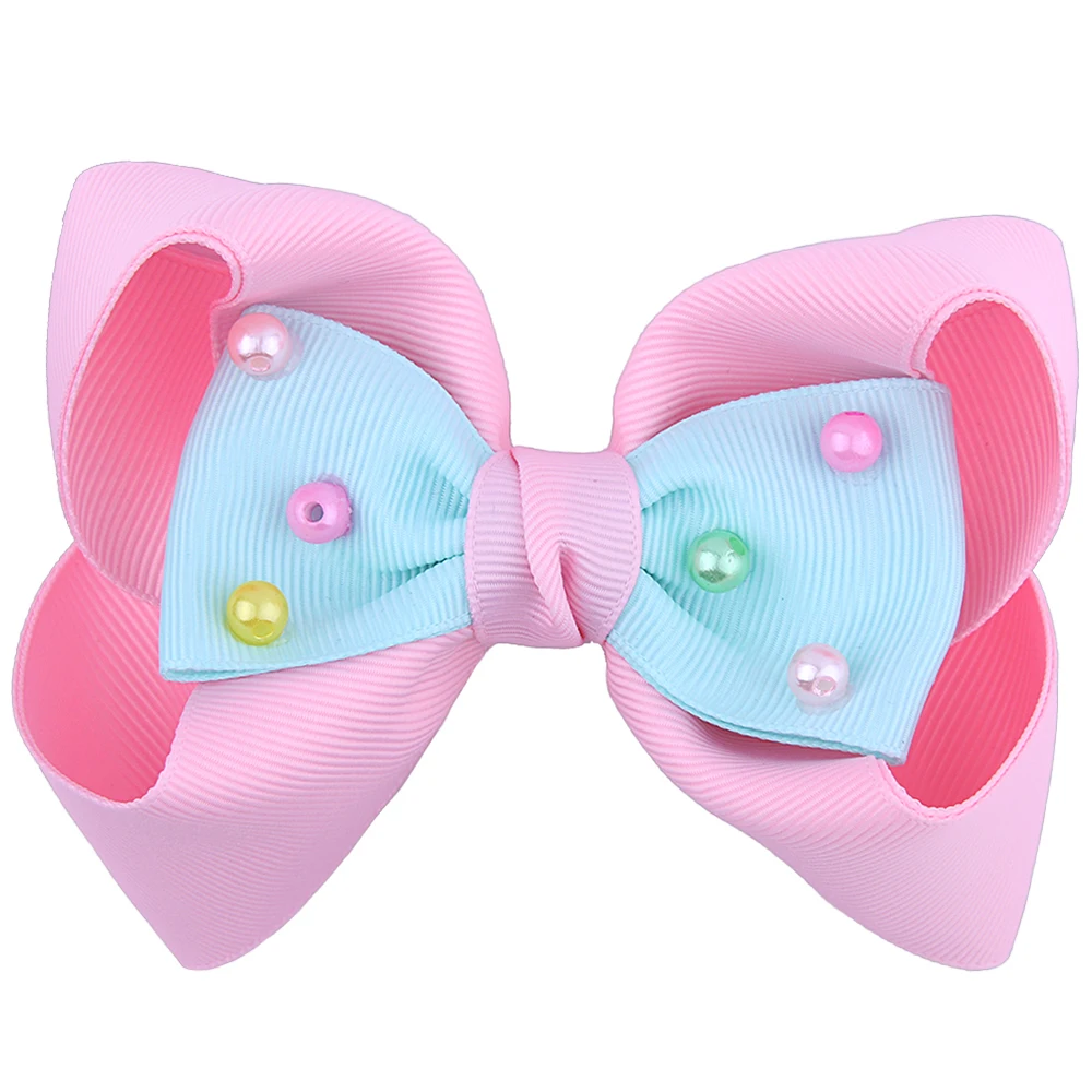 Pink hairclip Милые жемчужные заколки для волос с бантом в виде утенка; детские головные уборы; милые аксессуары для волос для девочек; заколки для волос в стиле принцессы; заколка с бантом; зимние подарки - Цвет: Pink hairclip