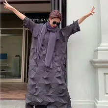 Горячая Miyake модное плиссированное платье со складками и бриллиантами, одноцветное Свободное длинное платье со стоячим воротником