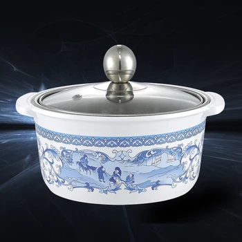 

1.1L Cooking Pot Clear Soup Pot Anti-Scalding Sheath with Chinese Elements Pattern Hot Pot Induction Cooker Pot Home Cooking Pot