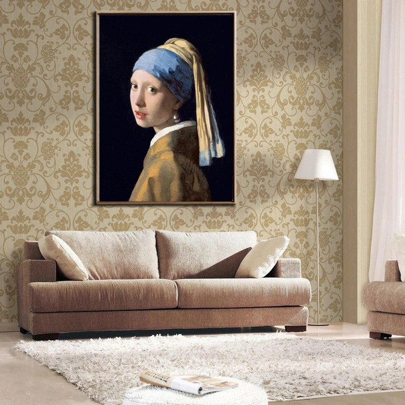 Famous Painting Girl with A Pearl Earring By Johannes Vermeer Canvas Paintings Classical Portrait Posters and Prints Home Decor