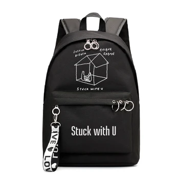 

Korean Bookbag Mochila Stuck with U Justin Bieber Ariana Grande BackPack Women Laptop Travel Backpack Kids School Bags for Girls