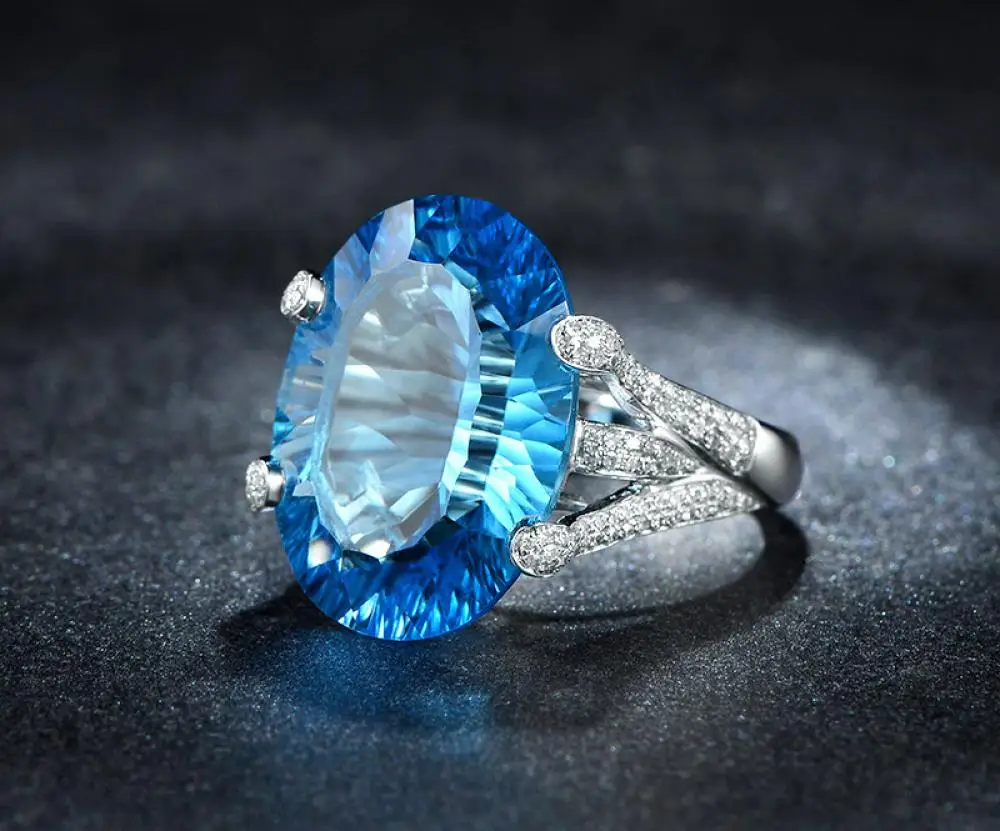 Голубое овальное циркониевое кольцо обручальное кольцо с кристаллами для женщин модные аксессуары для пальцев Anel обручальное кольцо ювелирные изделия
