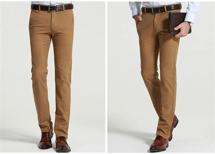 Мужские Теплые повседневные брюки зима стиль бизнес мода Slim Fit стрейч матовая ткань плотные брюки мужской бренд