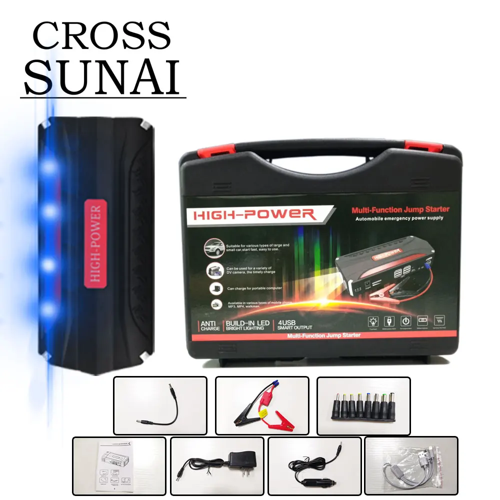 Портативный автомобильный стартер Power Bank USB 600A 12V 68800mAh Высокая емкость пусковое