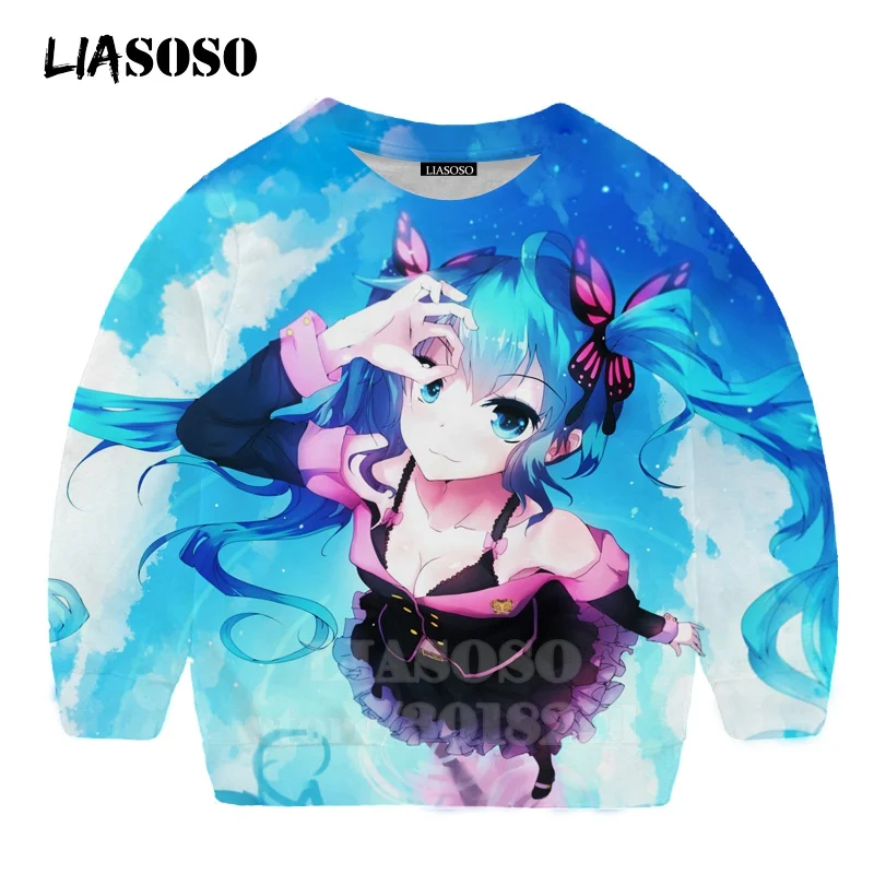 2 LIASOSO детей толстовки 3D принт аниме девочка Hatsune Толстовка Miku в уличном стиле для детей в стиле хип-хоп для мальчиков и девочек; Верхняя детская одежда свитер для подростков B174-2 - Цвет: 2