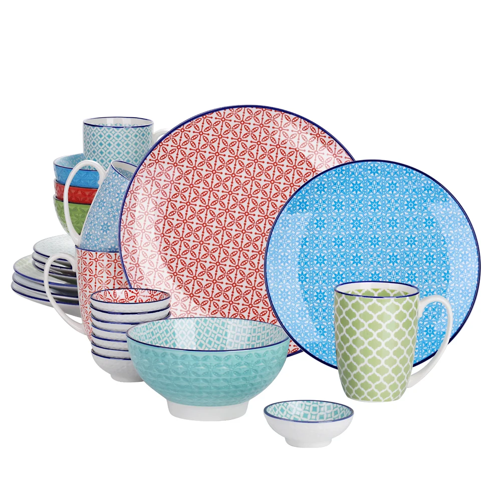 Vancasso Macaron 24pieces Porcelain Multicolour Dinnerware Set With 4