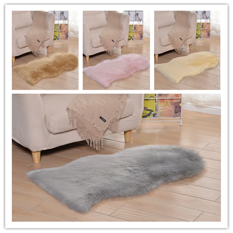 

Northern Europe 2020 new artificial fur carpet pink white fluffy living room decoration soft bedroom comfortable floor cushion