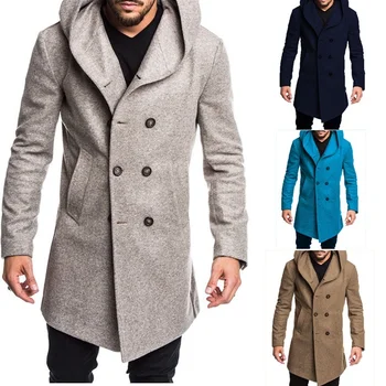 

ZOGAA 2019 Autumn Men's Woolen Blends Warm Casual Hooded Wool Coat High Quality Wool Trench British Style Slim Solid Overcoats