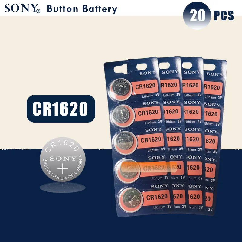 20 шт./лот sony 100% оригинал CR1620 кнопки сотового Батарея для часы автомобиля удаленный ключевой cr 1620 ECR1620 GPCR1620 3 v литиевая Батарея
