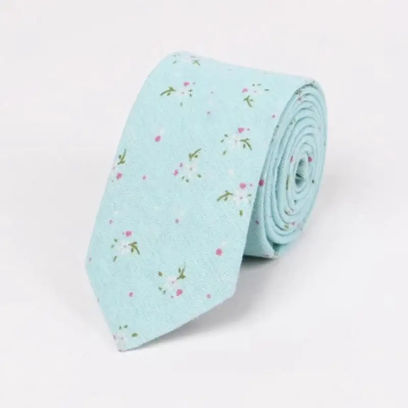 Light blue Новинка, модный галстук, британский хлопок и лен, цветочный узкий галстук, мужской галстук, цветочный галстук, аксессуары для одежды - Цвет: Light blue
