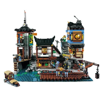 

70657 06083 Ninjagoes City Docks Harbor Boat House Old World Tea Room 10941 Model Building Blocks Toy Bricks Gift