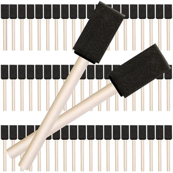 

120Pcs Sponge Brush Paint Brush, 1 Inch Wooden Handle Paint Brush, Very Suitable for Stains, Paint, Crafts