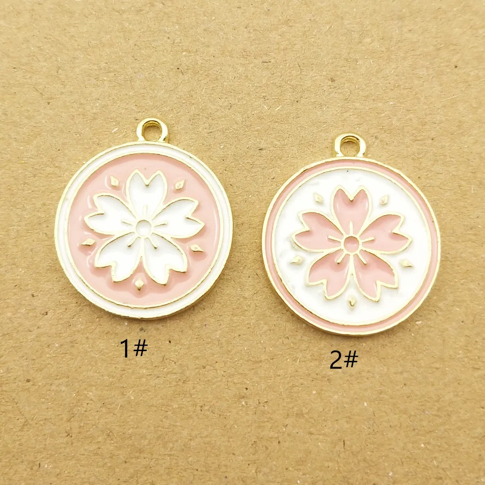 10pcs 17x20mm Enamel Sakura Flower for Jewelry Making Earring Pendant Bracelet Necklace Accessories Diy Findings Craft Supplies