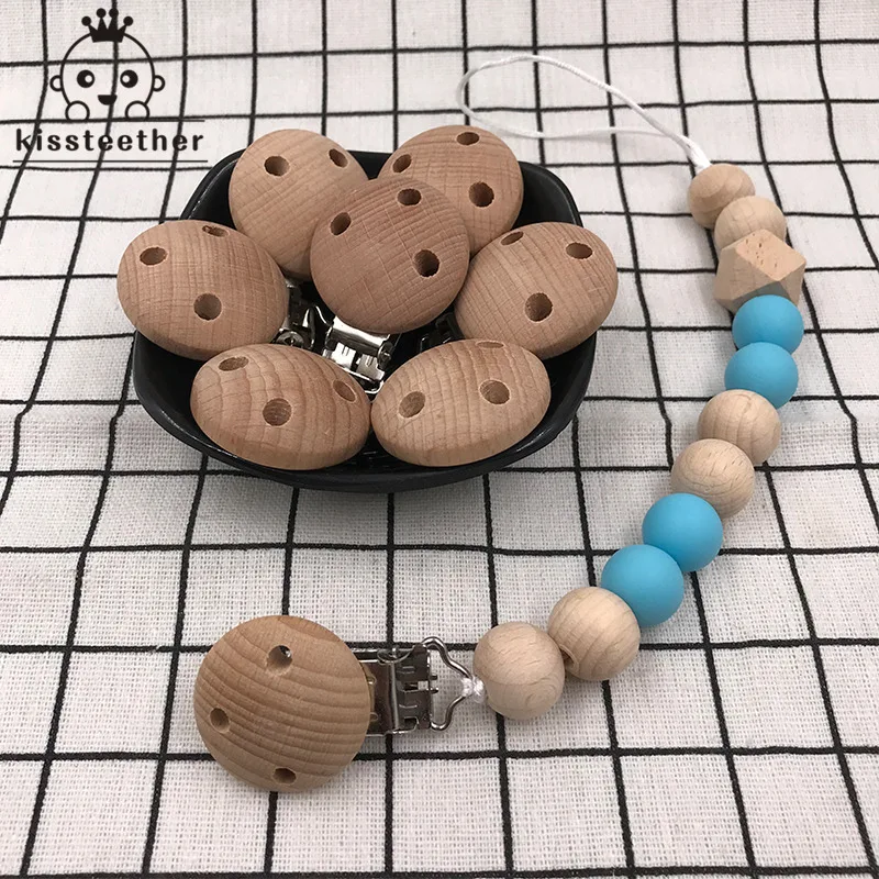 20pcs Wooden Pacifier Clip Nursing Accessories Beech s Chewable Teething Diy Dummy Chains Baby Teether