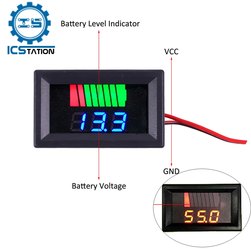 1PCS Charge Level Indicator Voltmeter for 12V Lead-acid Battery CA NEW 