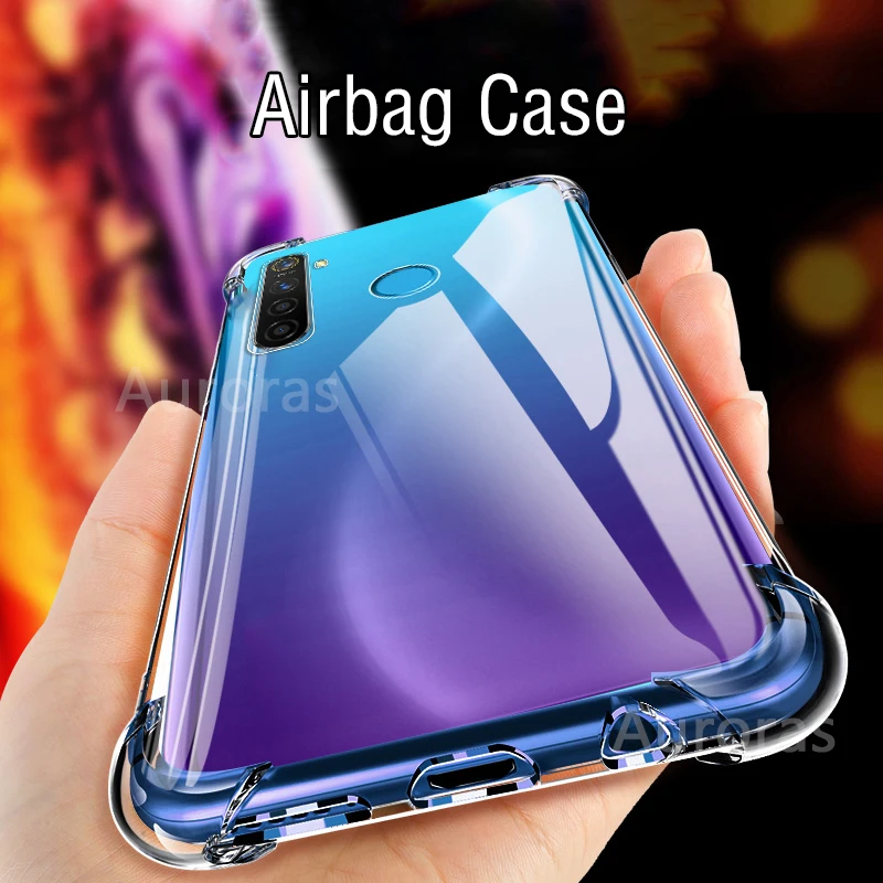 Чехол Auroras для Realme 5 Pro мягкий силиконовый роскошный Прозрачный чехол с подушкой