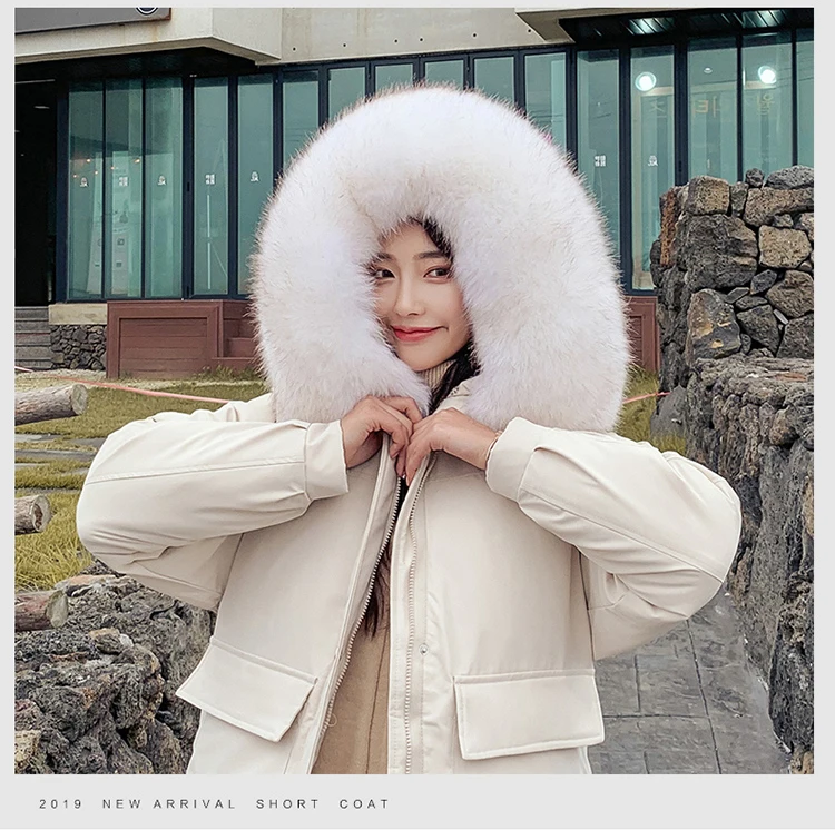 Однотонное меховое зимнее пуховое пальто с капюшоном для женщин, корейские карманы размера плюс, Хлопковые женские куртки Harajuku, утепленная куртка-парка, верхняя одежда