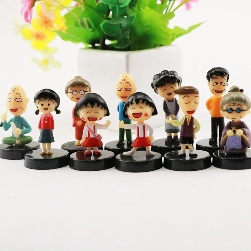 

6/8/10/12 pcs/set Kawaii Japan Anime Cartoon Chi-bi Maruko Action Figure Toy Cake Decora Collection Models Kids Birthday Gifts
